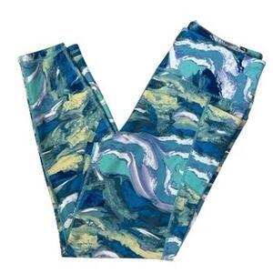Jones New York Sport Blue Green White Swirl Leggings Large